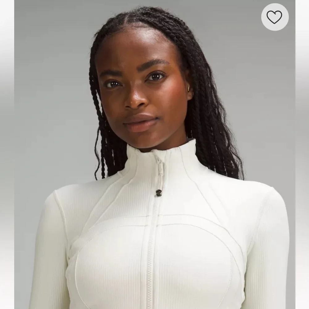 Lululemon Cropped Define Jacket zip up Ribbed Nulu Shine Off white 12 L - Picture 6 of 15